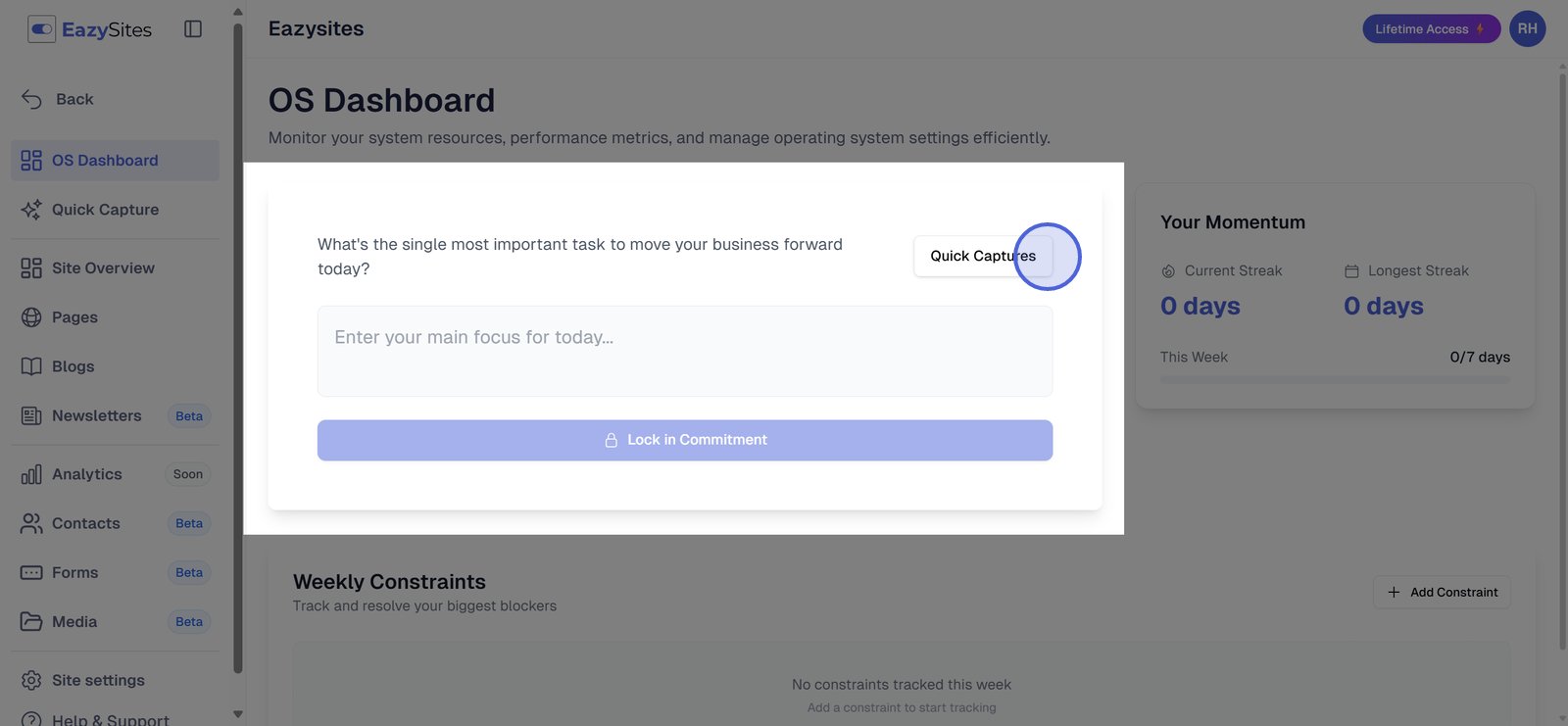 Select from quick captures.