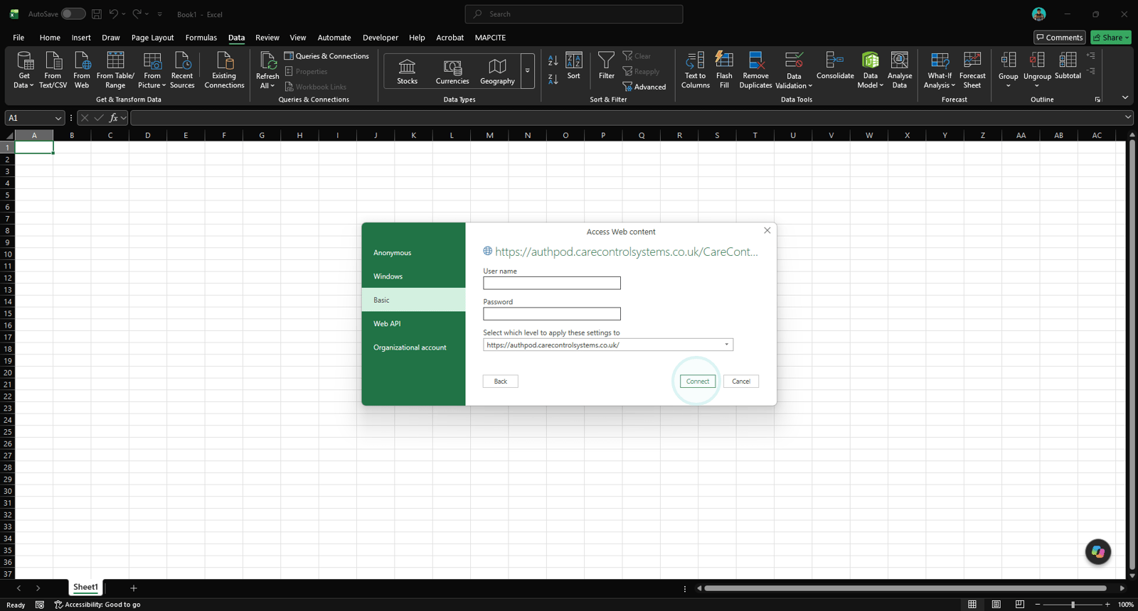 How to use the Care Control API within Excel – Care Control Learning Hub
