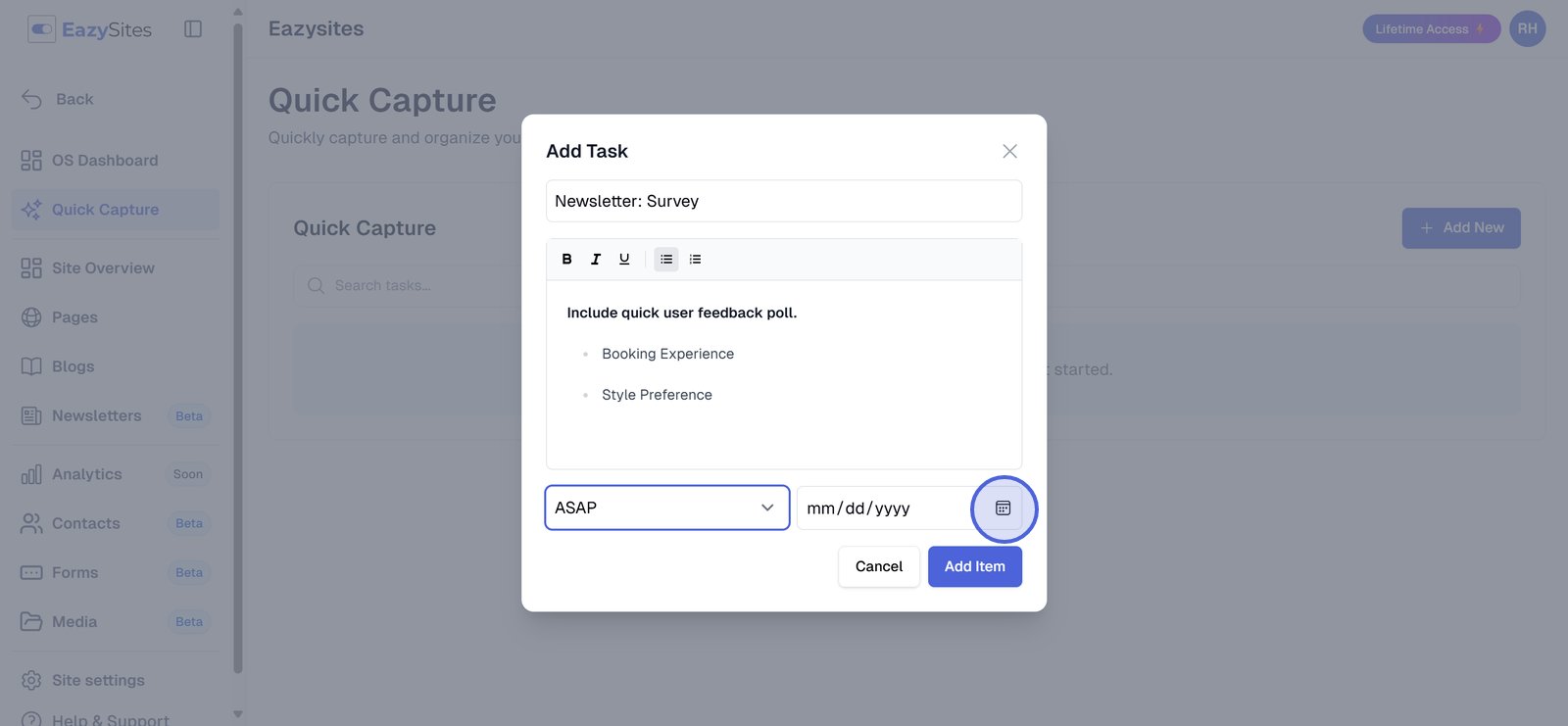 Set a date for the task.