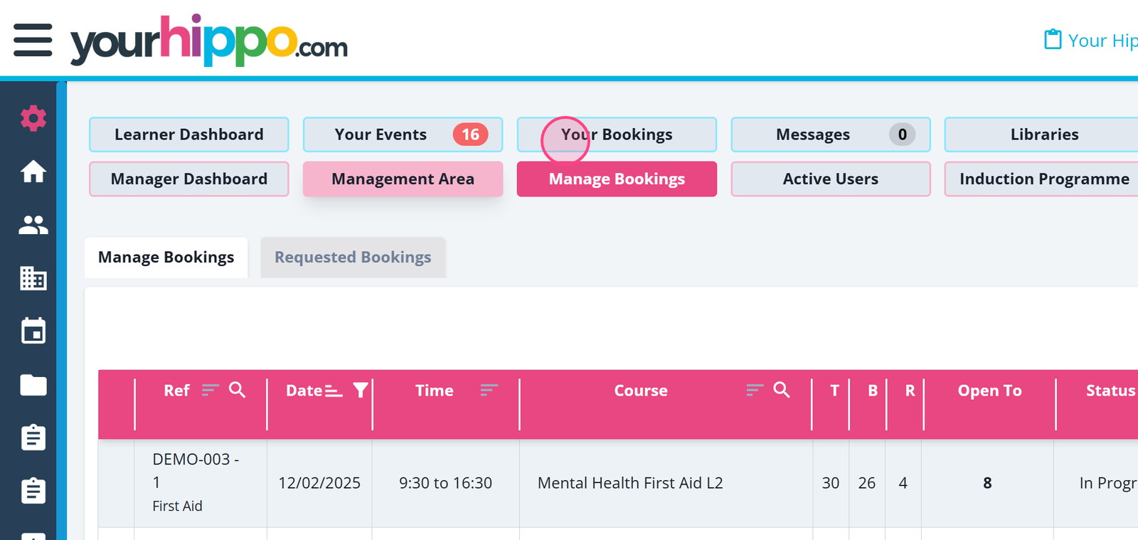 Click 'Your Bookings'.