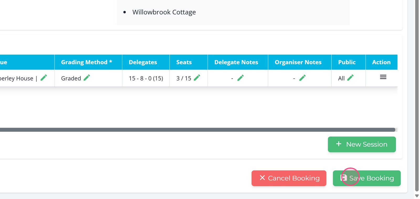 And save the booking to confirm updates.