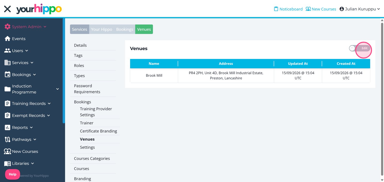 **Switch on ‘Edit’ mode** and make changes to your venue list.