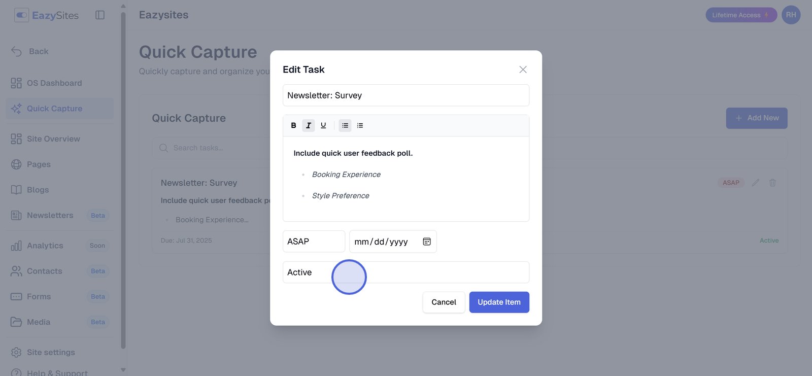 Update the task status.