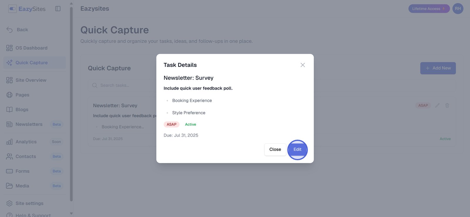 Click 'Edit' to make changes.