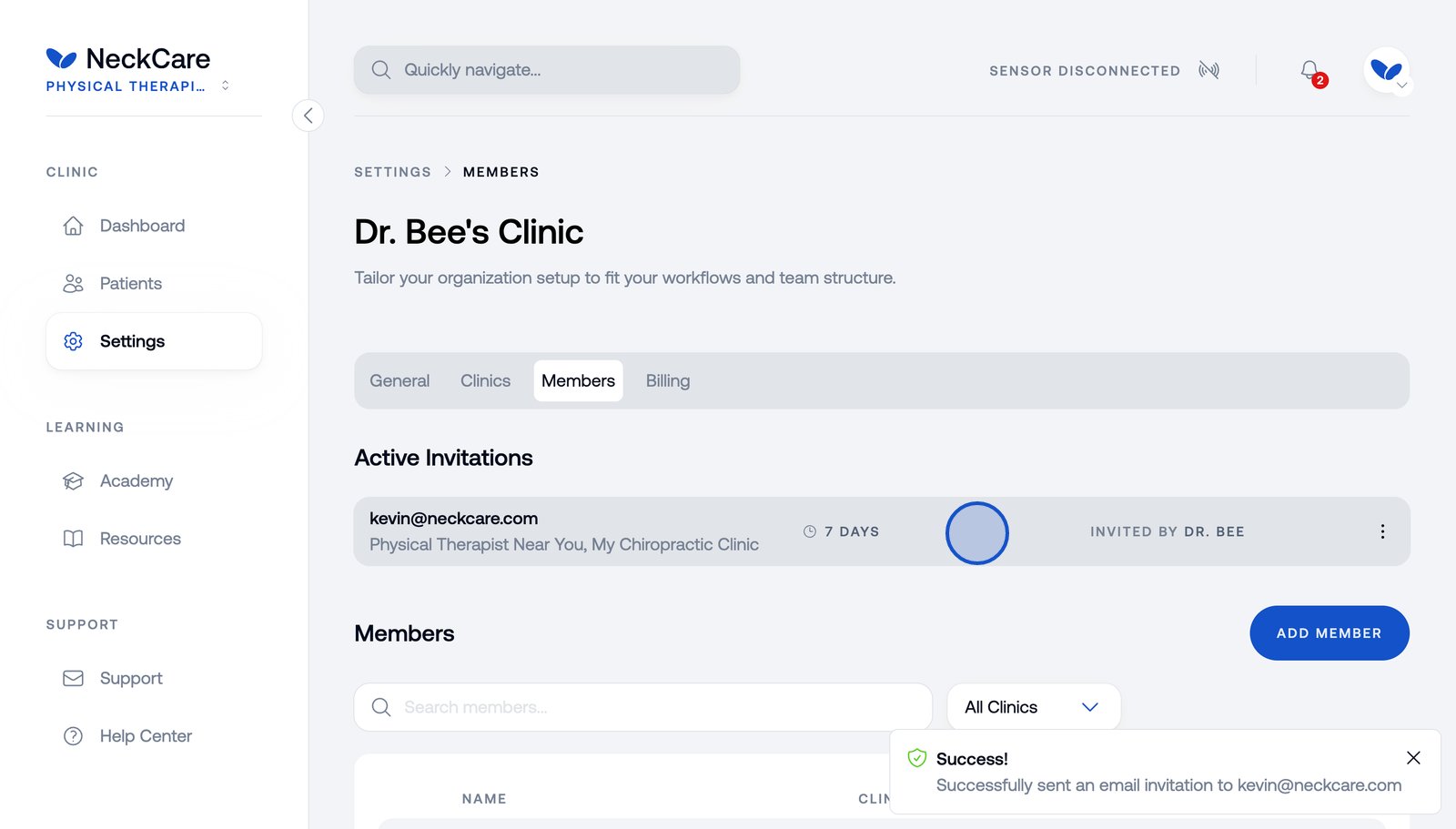 You will see pending invites in your members tab. Remember they will expire in 7 days. Remind your team member to check their email.