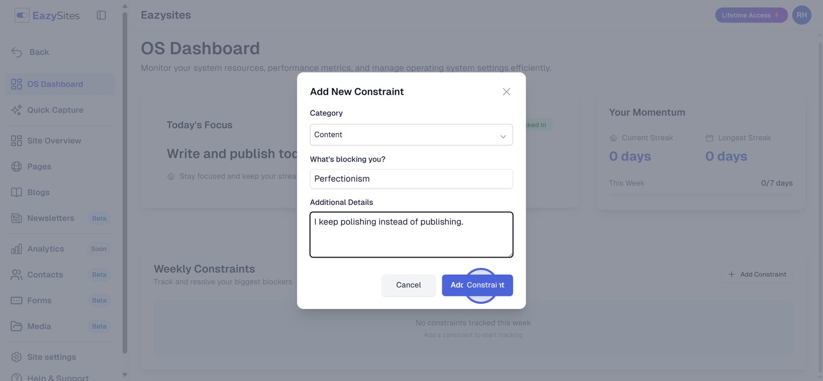 Click 'Add Constraint' to save.