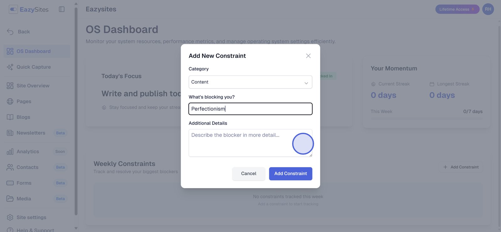 Add additional details to the blocker.
