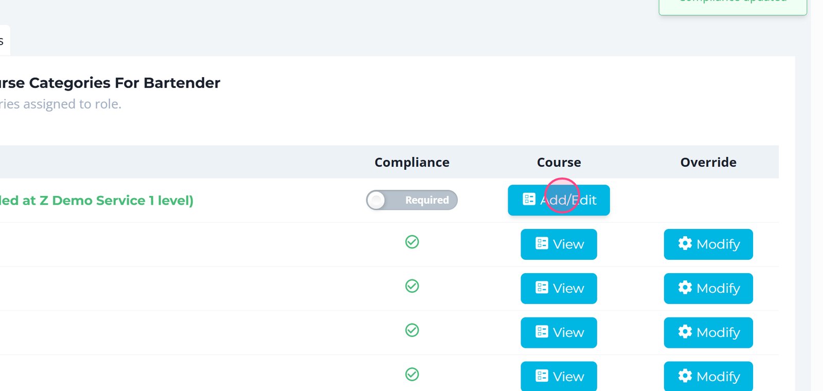 Add or edit details for role-specific courses, keeping training content up to date.