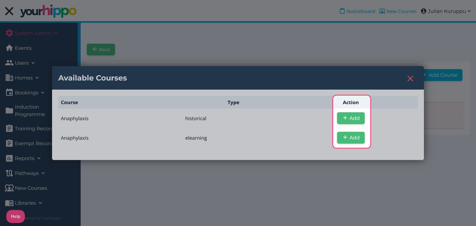 There can be up to 3 contents per course: - eLearning - this shows there is an eLearning available for user completion. - F2F - this will be available on the bookings system (Bookings) - historical - this allows for a historical training record to be added to the course. (How to add a Training Record)
