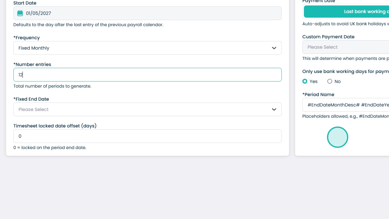 End Date Dropdown
