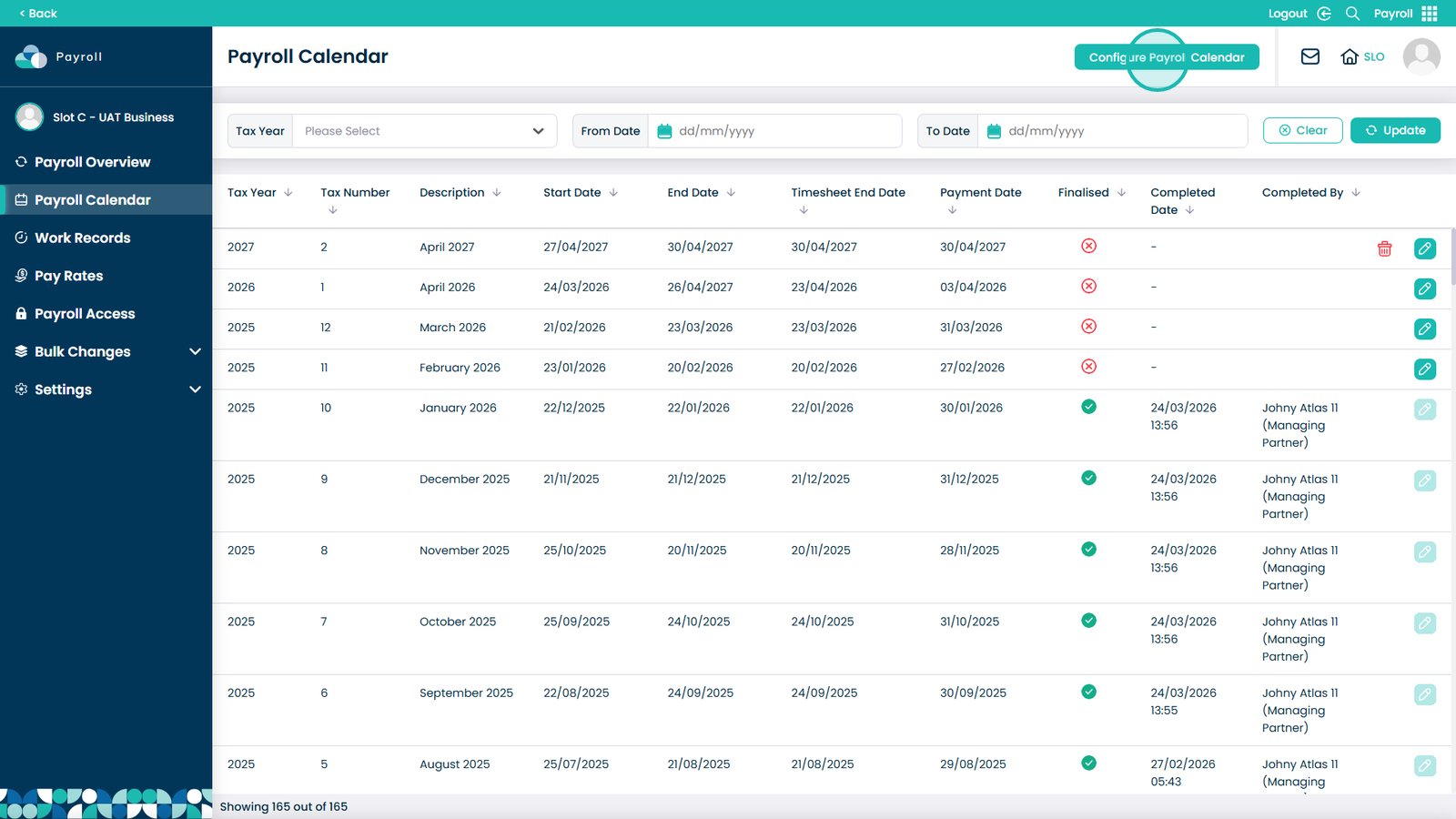 Configure Payroll Calendar