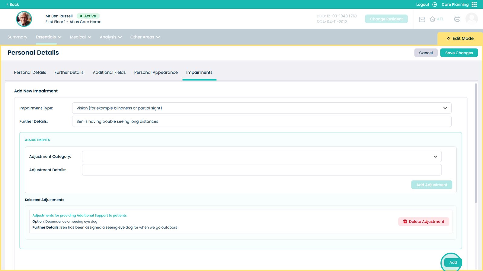Multiple impairments view