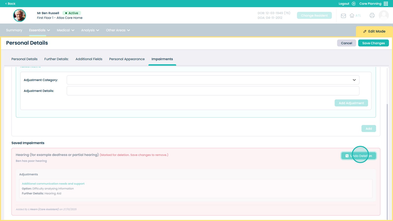 Undo deletion option
