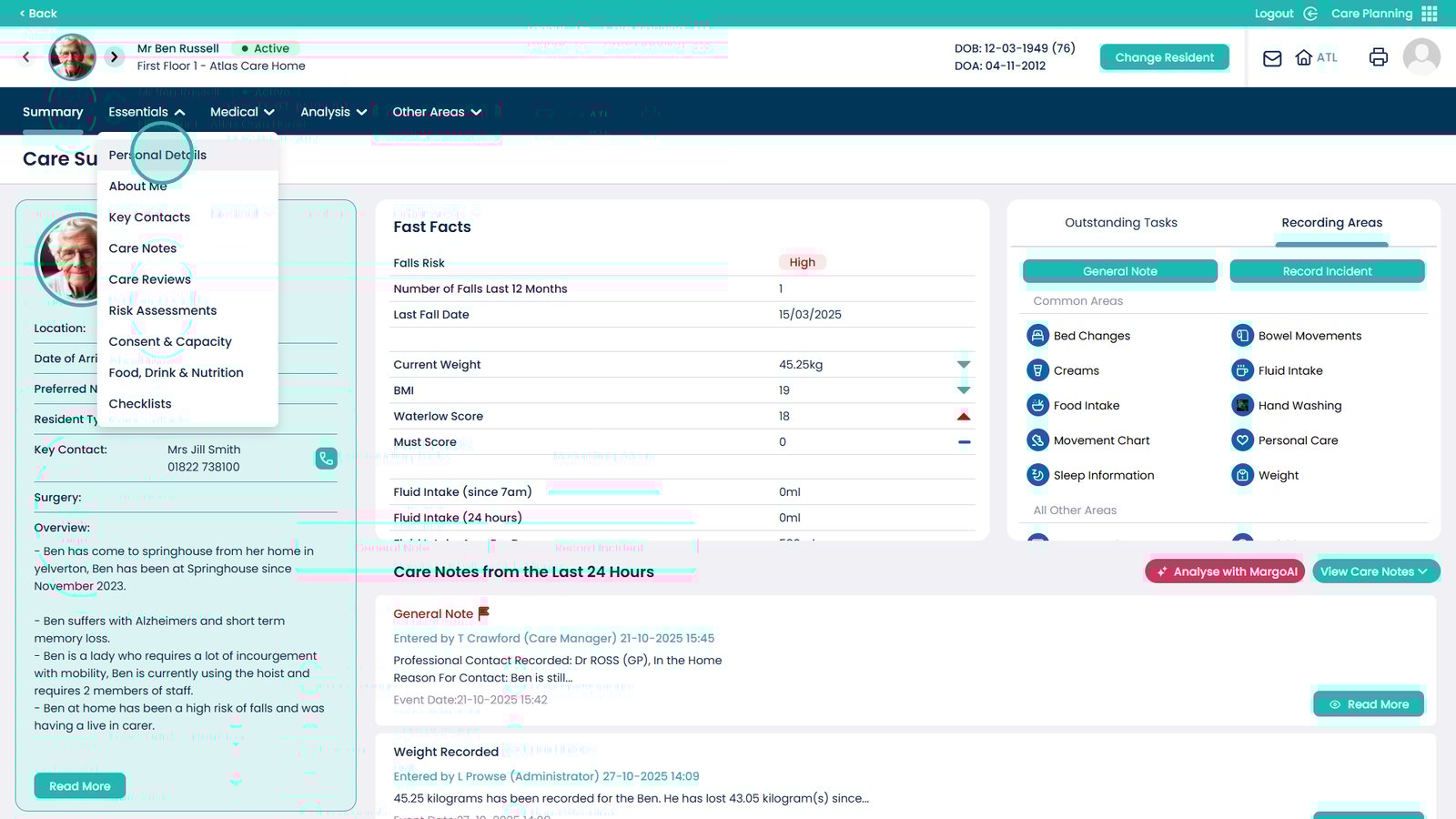 Personal Details menu option