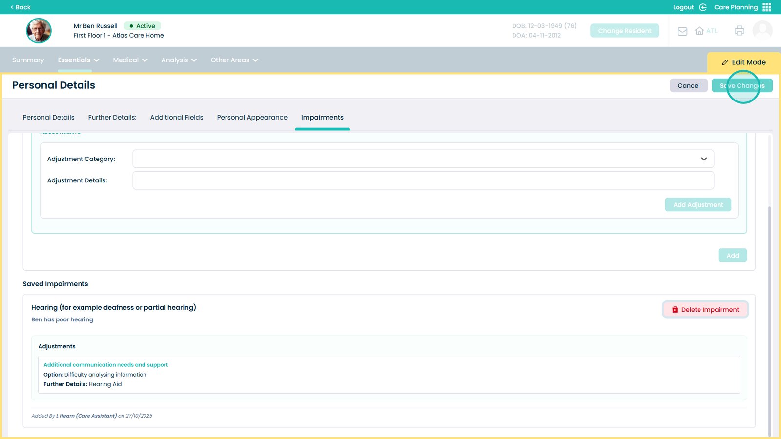 Final save changes confirmation
