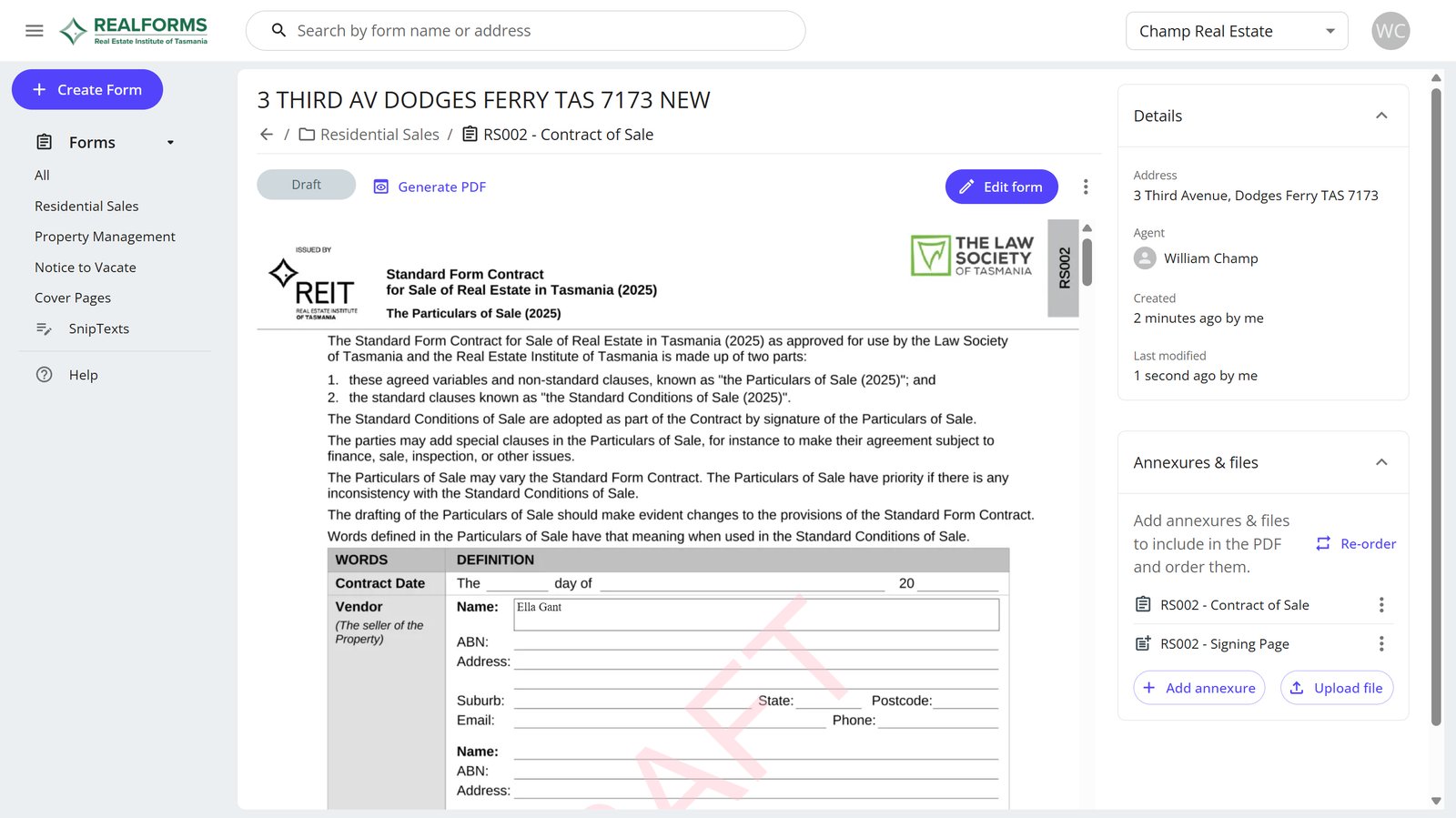 Signing Area Sample Add Custom E-Signatory Page - RealForms
